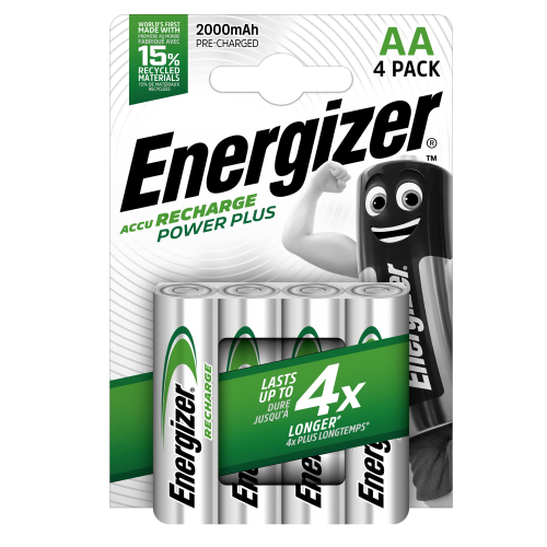 ENERGIZER POWER PLUS BATTERIA RICARICABILE Ni-MH STILO AA 2.000mAh CONF 4 Pz.